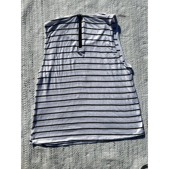 Cotton on Womens XSmall White Tank Top Black Striped Sleeveless Crew neck Zipper - Picture 5 of 8